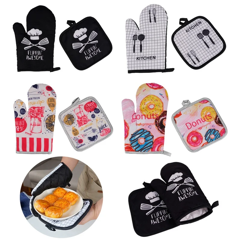 

2 шт., кухонные перчатки с мультяшным принтом
