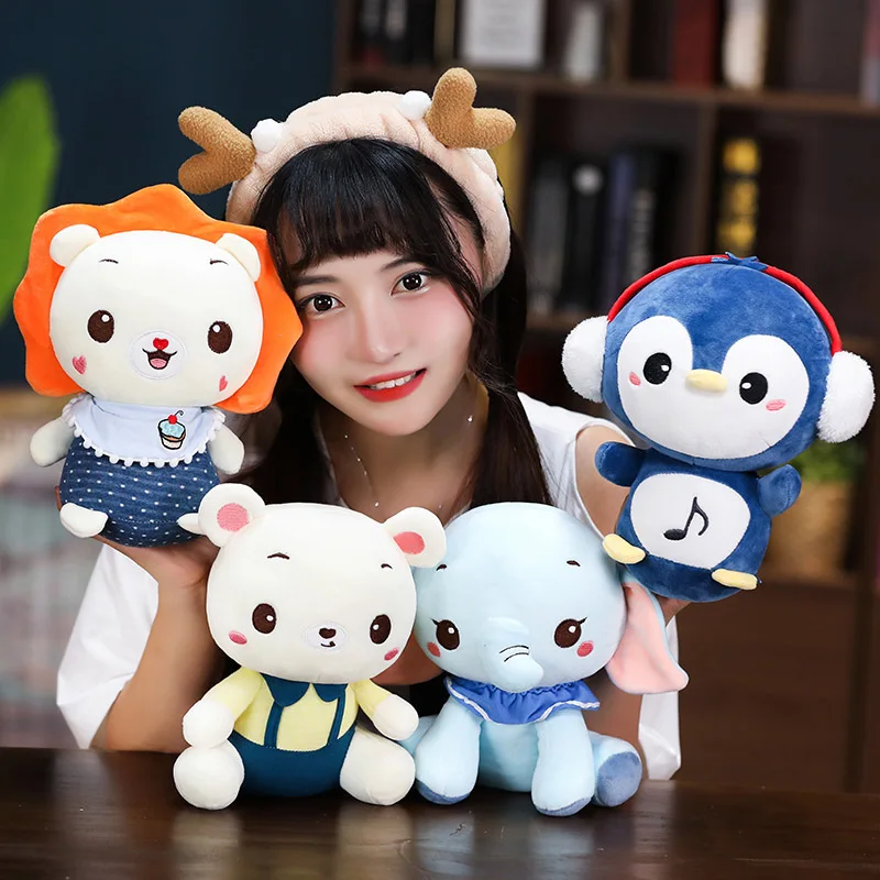 Супер милые 23 см Розовые Уши Слон Наушники Пингвины Лев белый медведь плюшевые