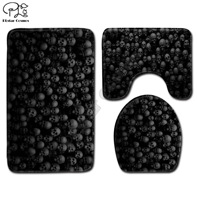 Хэллоуин темный узор 3D печать подставка для ванной коврик крышка унитаза набор
