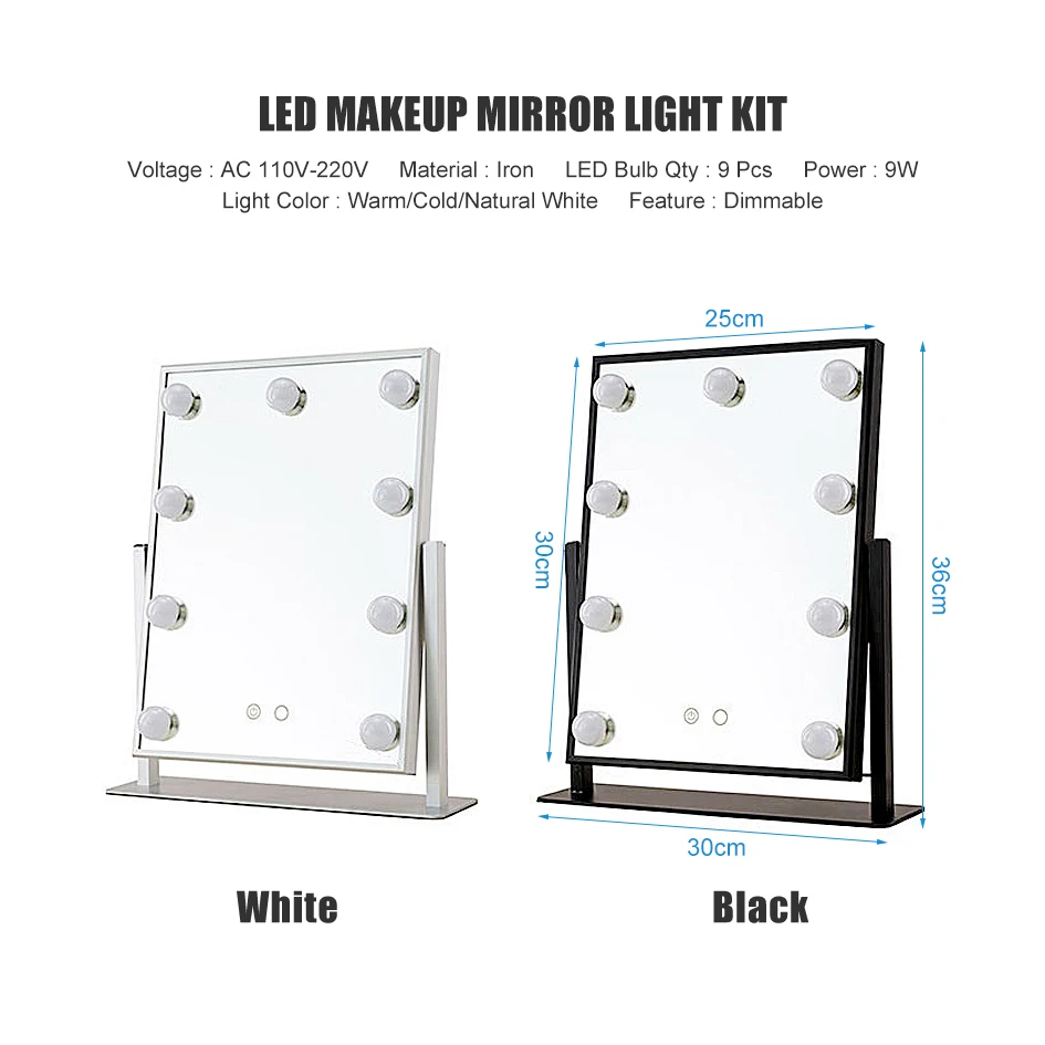 Приглушаемый светодиодный светильник для зеркала макияжа набор ламп с питанием