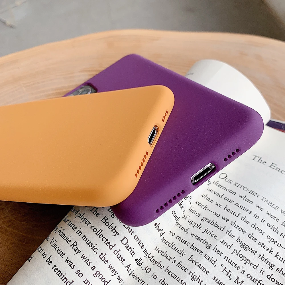 Solid Color Yellow Phone Case For iPhone 11 Pro Max XR X XS 7 8 6 Plus Soft TPU Matte Cover With 4 Random Buttons | Мобильные