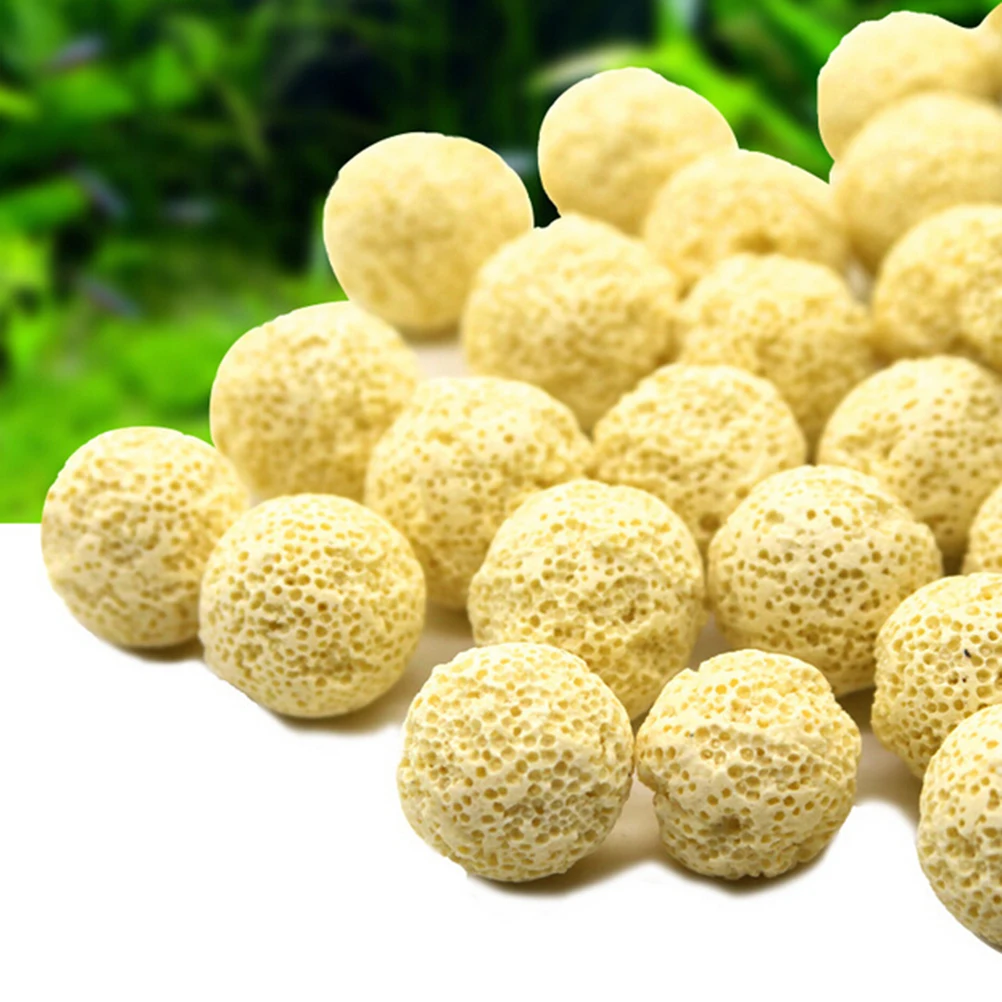 

10Pcs Ceramic Ball Bio Porous Filter Media Net Bag Biological Aquarium Filter Nitrifying Bacteria Material Yellow 21mm