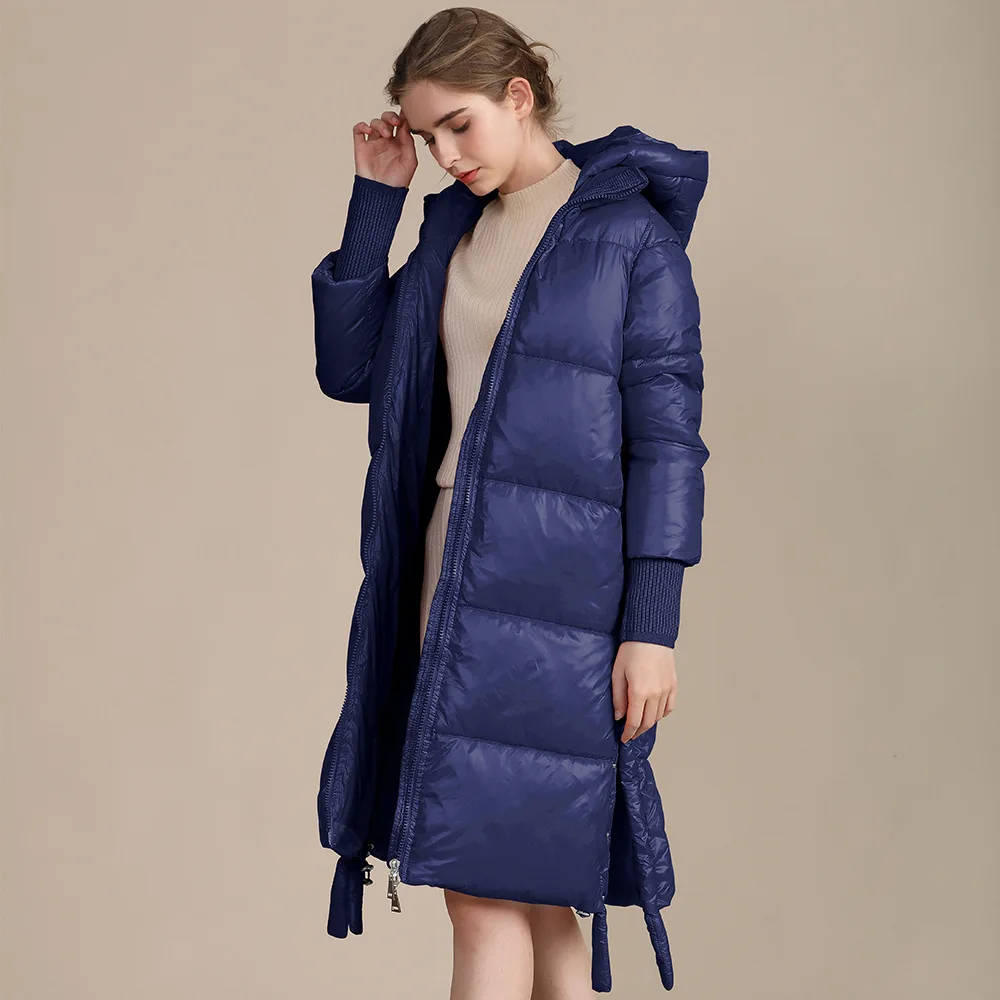 

FNOCE women's down jackets winter new 2020 fashion trends elegant solid long sleeve hooded slim thickened warm coats and jackets