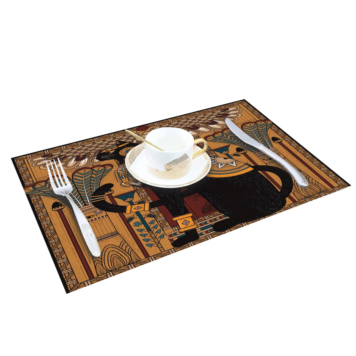 Древний Египет искусство кошка перо ретро салфетки коврик для посуды столовой