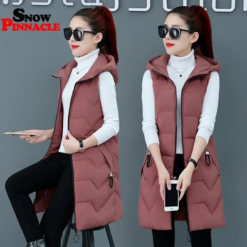 Женский Длинный жилет-10 дег повседневный плотный теплый осенний жилет без