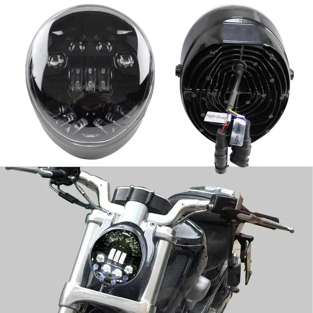 1 PCS Black Motorcycle LED Headlight Kit for V Rod VRSC VRSCA High/Low BEAM