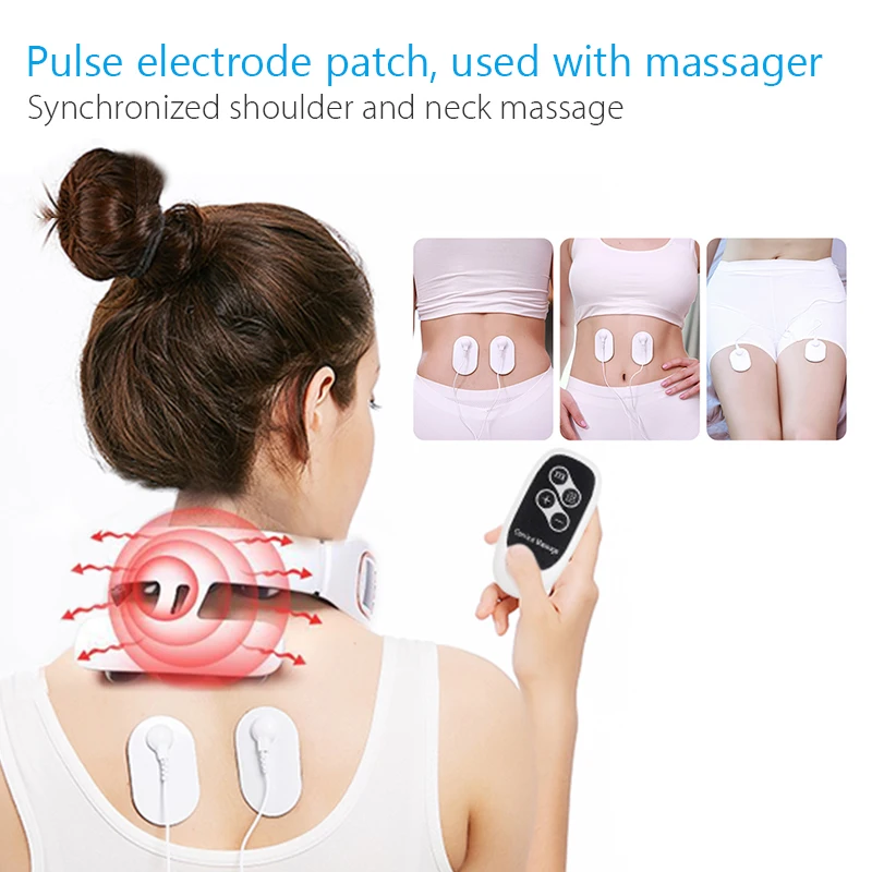 

6 Heads Electric Neck and Back Pulse Massager with Heat Pain Relief Relaxation TENS Cervical Massager with Remote Control