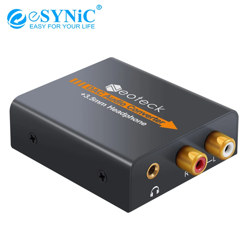 ESYNiC цифро-аналоговый Aduio DAC конвертер DC 5 в коаксиальный Оптический Toslink RCA R/L для HD