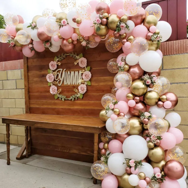 127Pcs Rose Gold Pink Gold Balloons Arch Garland Kit Macaron Pink Balloons Happy Birthday Wedding Baby Shower Party Decorations