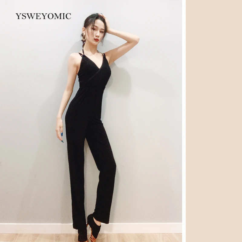 2020 Newest Sleeveless Girls Latin Dance Pants Ballroom Cha Samba Bachata Jumpsuits Costume For Women K12 | Тематическая одежда и