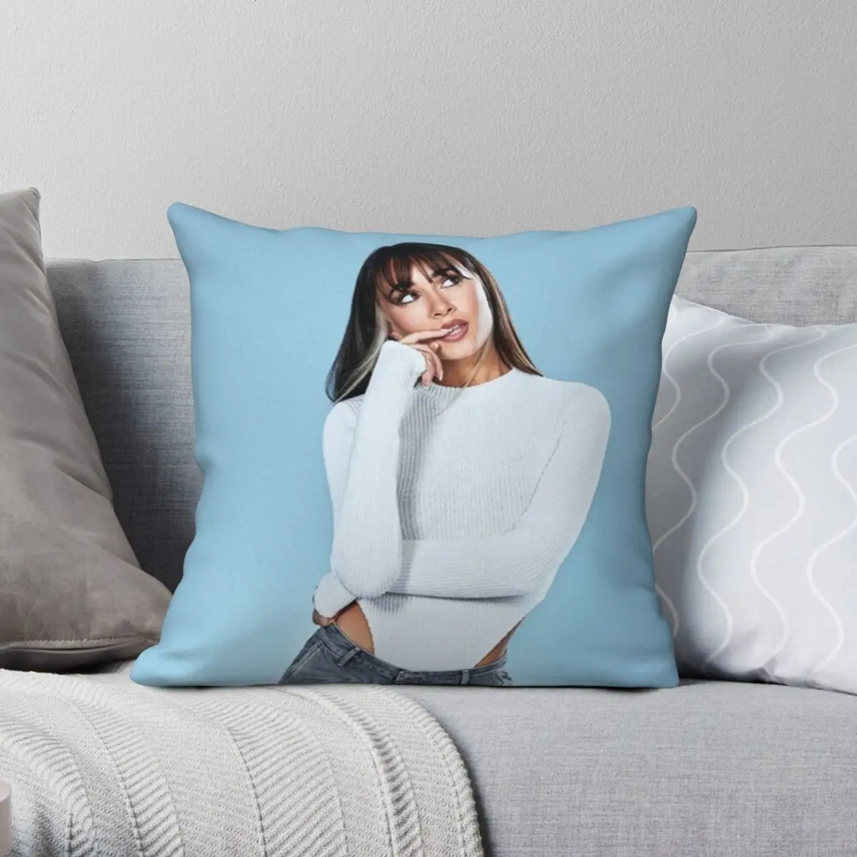 

Beauty Aitana Square Pillowcase Polyester Linen Velvet Printed Zip Decor Bed Cushion Cover 18"