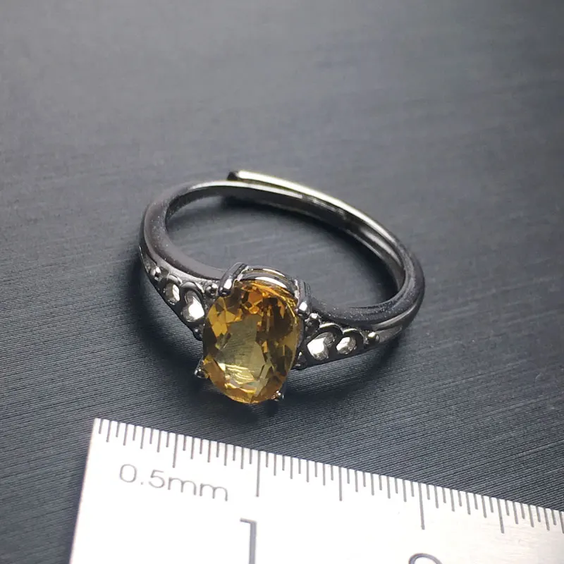 Женское кольцо из серебра 925 пробы с цитрином в коробке|Кольца| |