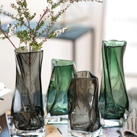 european style creative geometric glass vase living room water planting flower arrangement vase table decoration ornaments
