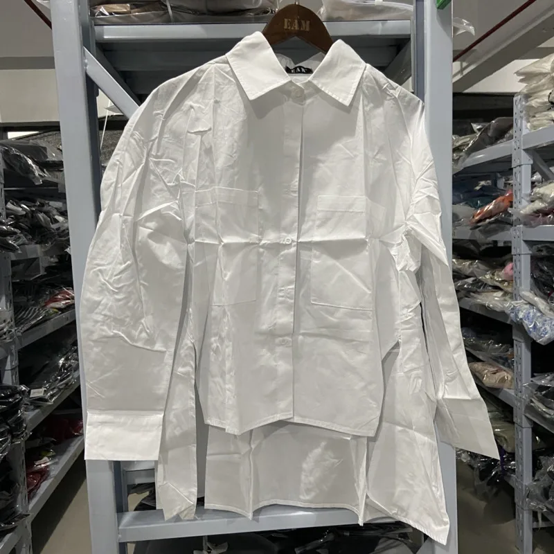 LANMREM 2020 новая Корейская летняя рубашка для девочек отложной воротник рукава