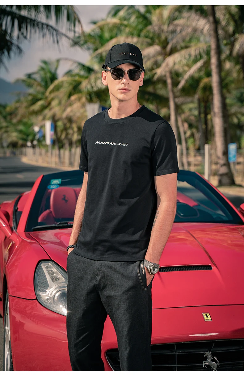 

YTX634 2021 summer youth trend hot rhinestone letters half-sleeved short-sleeved T-shirt men