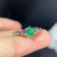 4mm 5mm natural emerald ring for daily wear 925 silver emerald engagement ring fashion sterling silver emerald jewelry