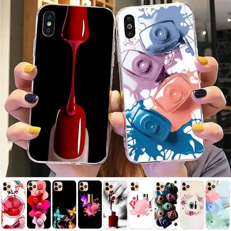 

Art Multicolored Nail Polish Bottle Set Phone Case for iphone 13 8 7 6 6S Plus X 5S SE 2020 XR 11 12 pro XS MAX