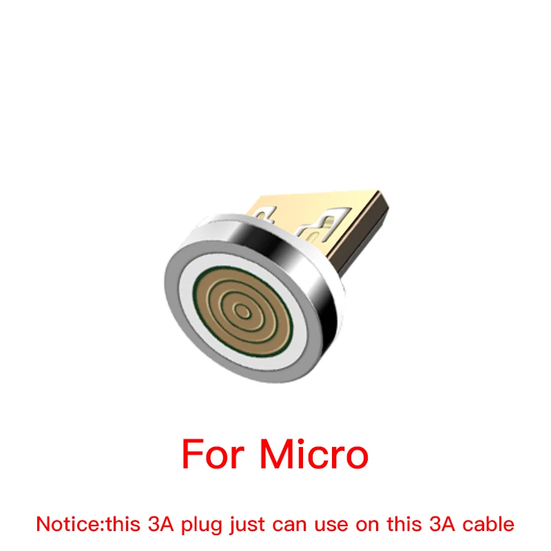 For Micro Plug IONCT 3A Магнитный зарядный кабель для быстрой зарядки для iPhone Xiaomi samsung Android мобильный телефон магнит type C Micro USB кабель для передачи данных - Цвет: For Micro Plug