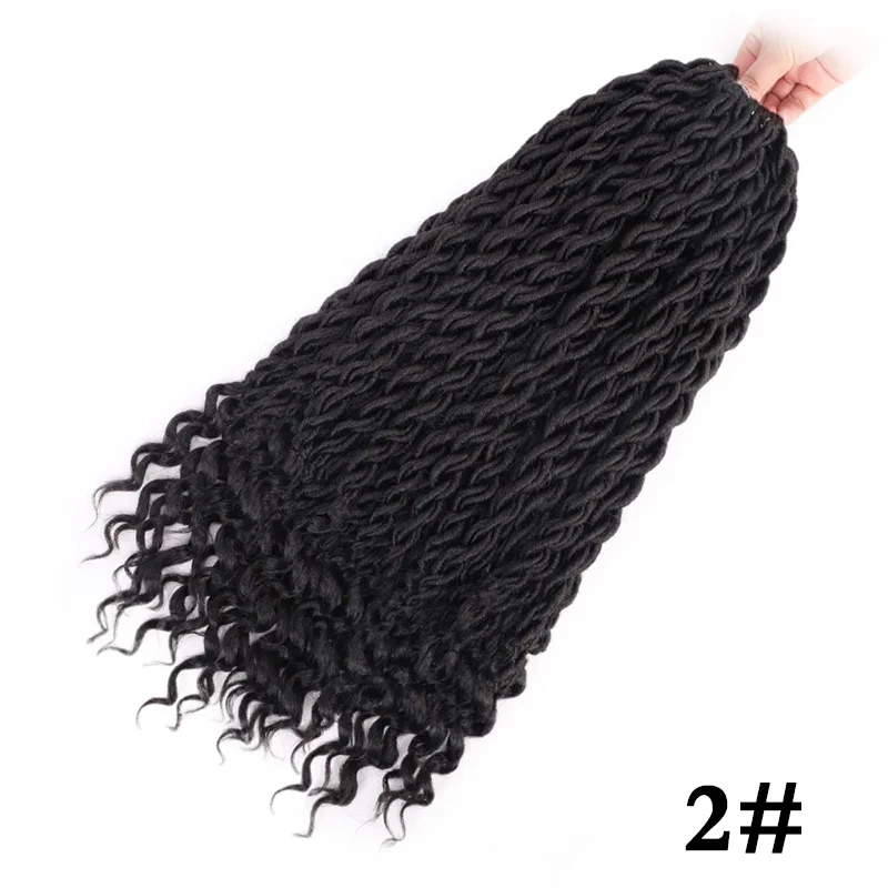 Элегантные Музы богемные вязанные косички Faux locs Curly вязанные волосы 18 дюймов 24 пряди Омбре косички для наращивания синтетические волосы - Цвет: #2