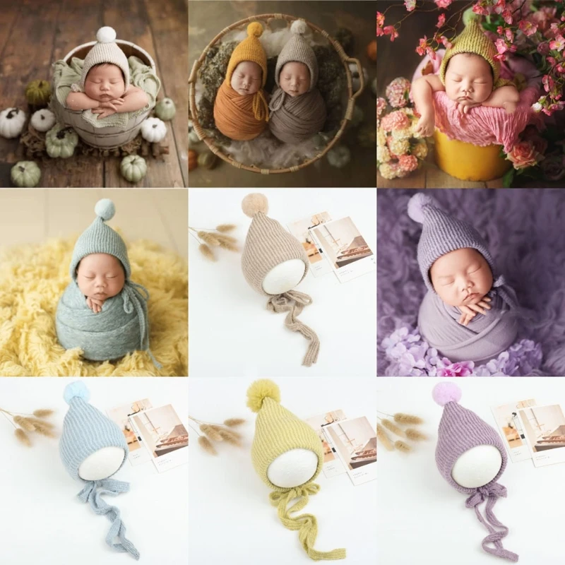 

Baby Knitted Hair ball Hat Newborn Photography Props Infants Beanies Cap