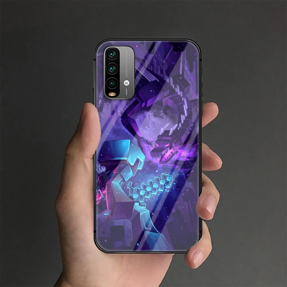

Mini World Sandbox Game Phone Tempered Glass Case Cover For Xiaomi Redmi Note 7 8 9 A S T K30 Pro Ultra Phone case Bumper