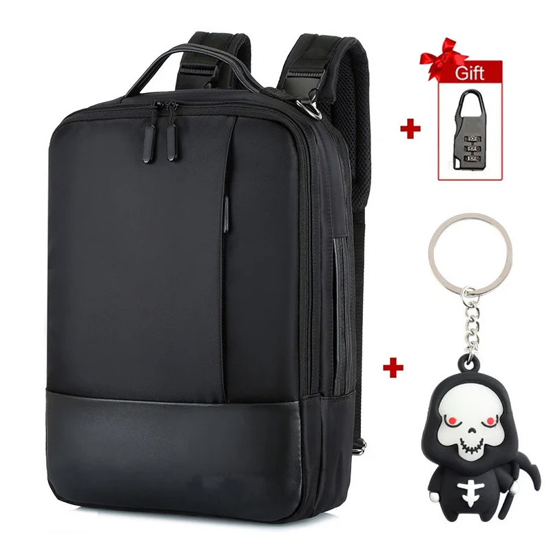 Black with lock H Бизнес-рюкзак, мужские рюкзаки для ноутбука, 15,6 дюймов, водонепроницаемые мужские и женские сумки, зарядка через usb, задняя упаковка блокнот, черный рюкзак для путешествий - Цвет: Black with lock H