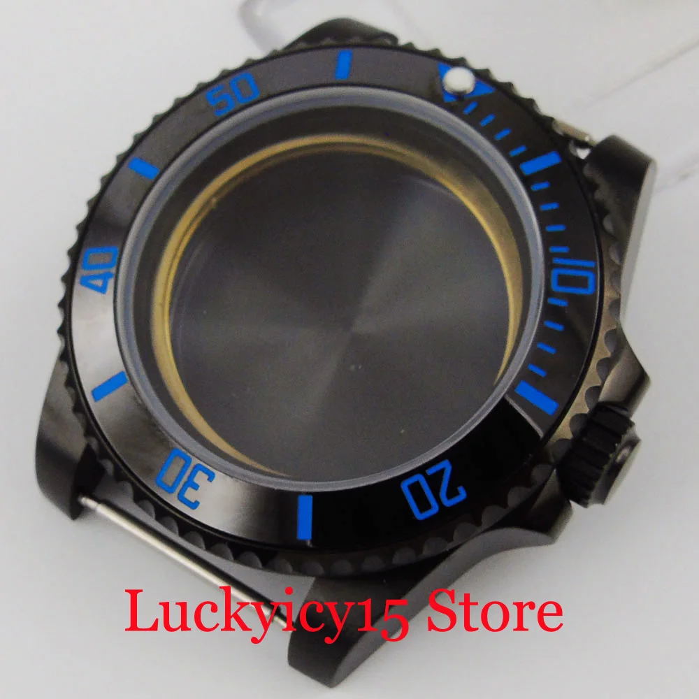 

Black Watch Case Fit NH35 NH35A NH36 Movement Sapphire Glass Ceramic Bezel Solid/Seeing Through Backcover