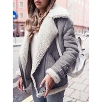 motorcycle jacket women 2021 deerskin velvet lamb wool jacket ladies lapel fur coat