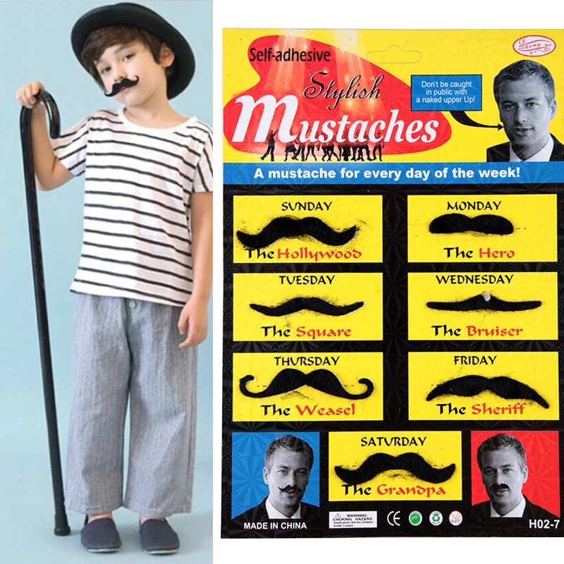 

12PCS Funny Fake Mustache Halloween Cosplay party Decorations Fancy Fake black beard Mexican Party Decoration Kids Adult