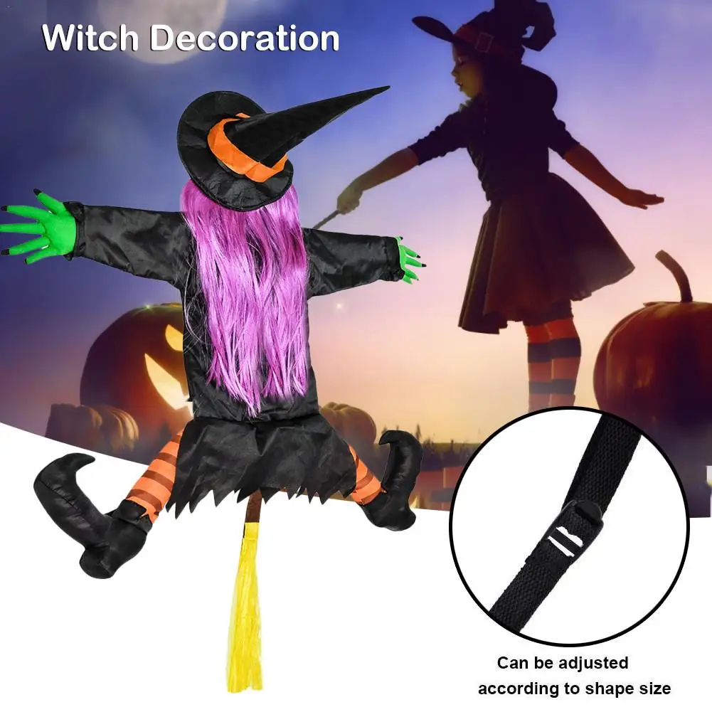 

94*85CM Crashing Witch Into Tree Interesting Halloween Decoration Doll Props Door Porch Pillars Tree Trunk Crashed Witch Outdoor