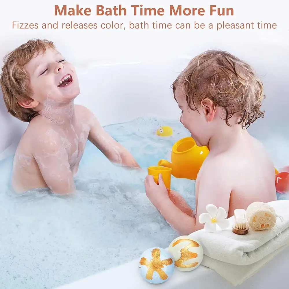 Bath Bombs For Kids With Toys Inside - Set Of 9 Colorful Egg Fizzies Dinosaur Surprise Safe Spa Balls Kit. |