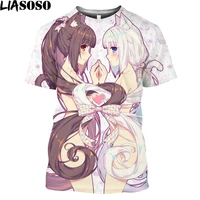 liasoso print nekopara sexy girls t shirt for men game manga anime chocolate vanilla neko works harajuku streetwear tee shirt