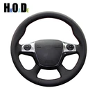 Прошитая вручную черная искусственная кожа Чехол рулевого колеса автомобиля для Ford Focus 3 2012-2014 KUGA Escape 2013-2016