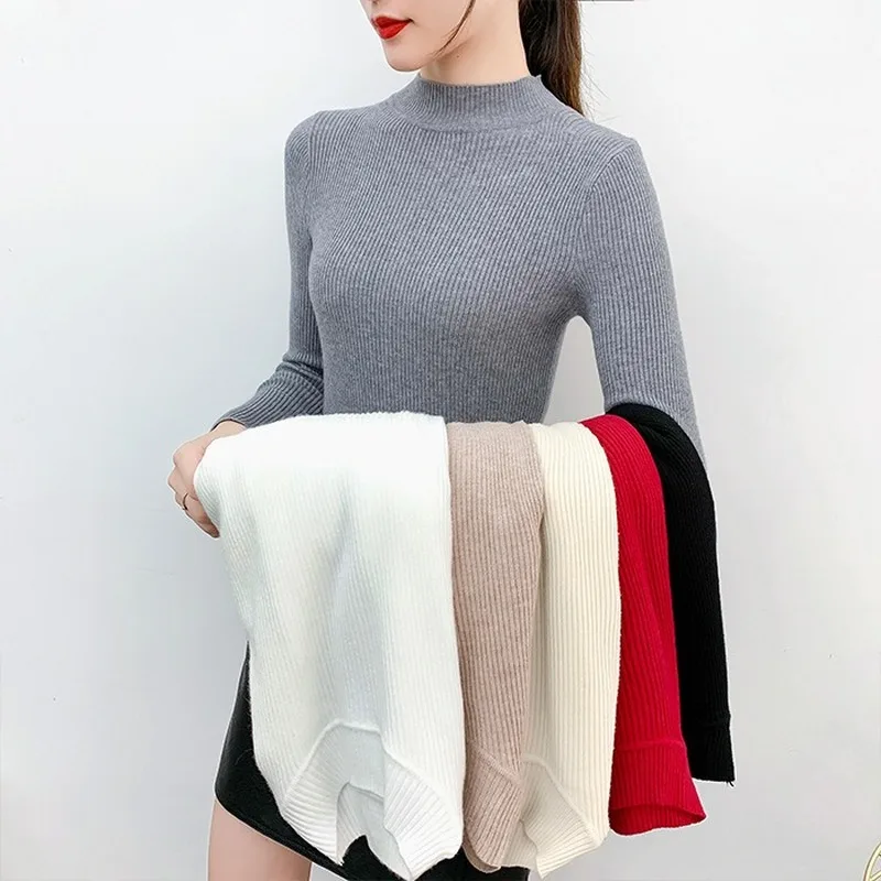 

Autumn and winter women's long-sleeved short wild half-high collar bottoming shirt clearance at the end of year