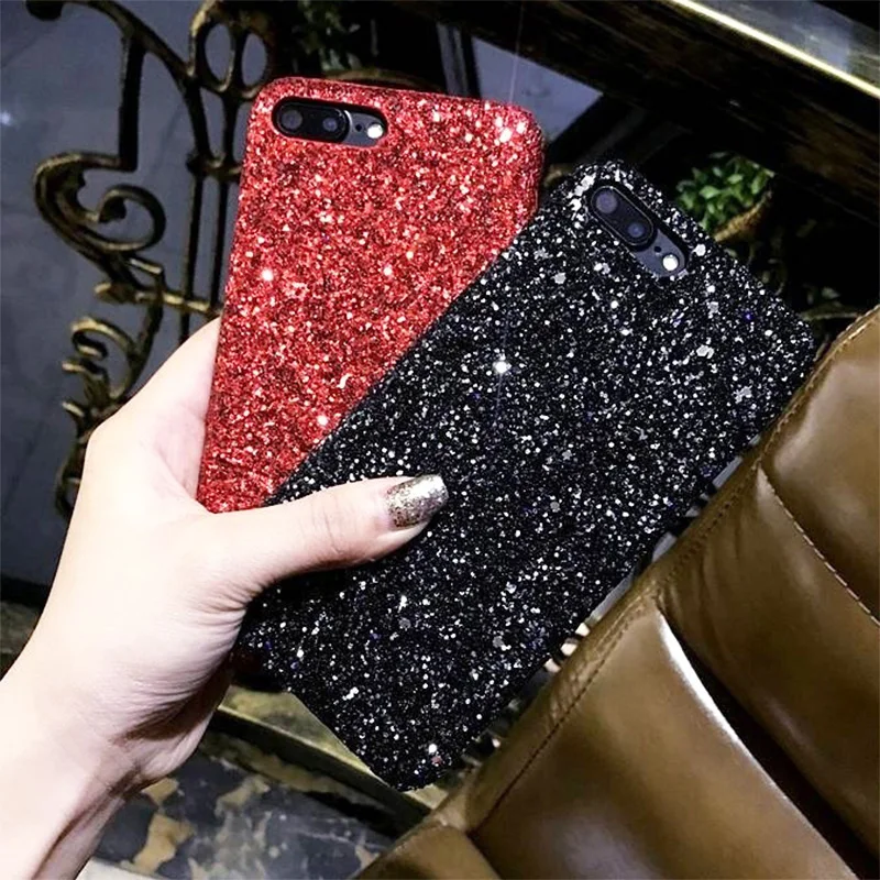 Чехол с блестками и роскошным рисунком для Apple iPhone 6 6s 8 7 Plus XR 10 X XS Max мягкий