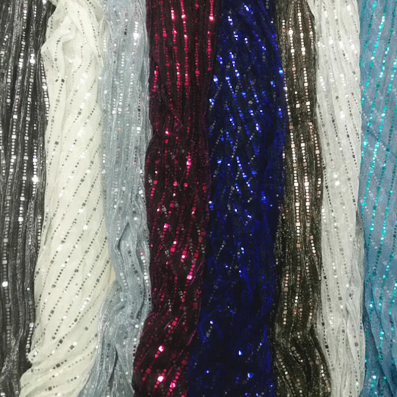 

Glitter Crepe Sequin Metallic Yarn Lurex Fabric Mesh Tulle Fabric for Dress Wedding Gowns Black White Pink Red Blue By the Meter