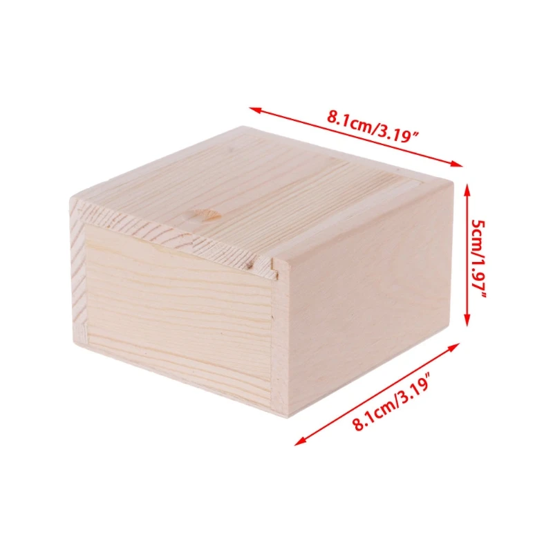 

Square Storage Box with Wooden Pull-out Lid,Handmade Jewelry Storage Box Wood Plain Candy Case Ring Organizer Crafts Case,Woode
