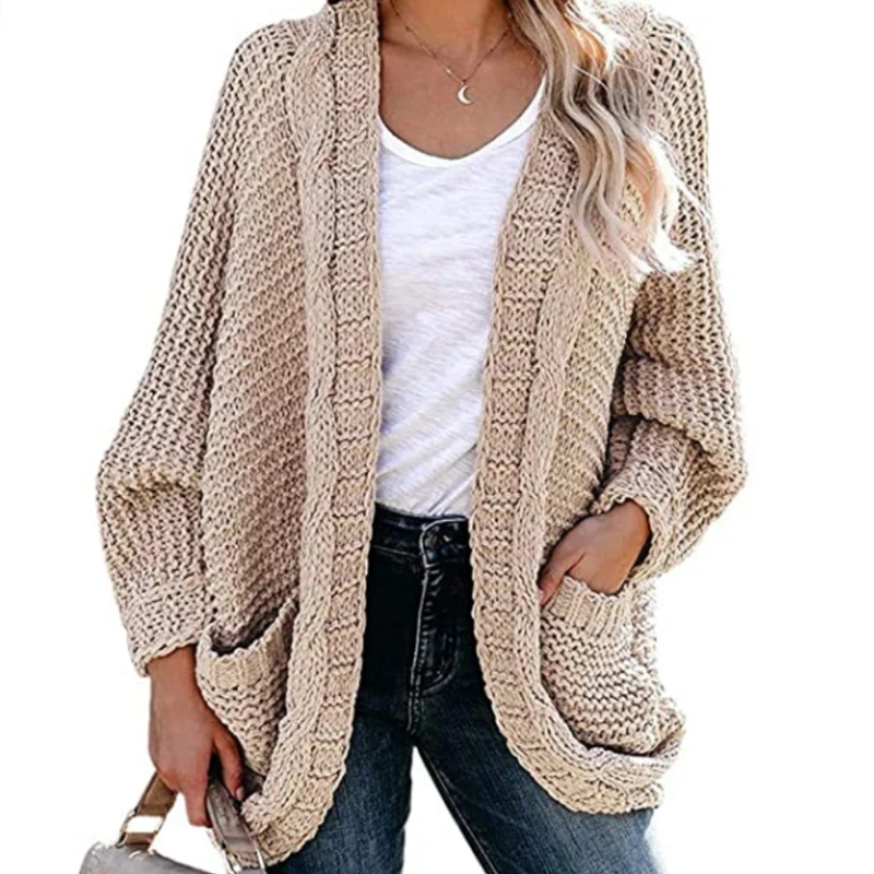 

Women's Fashion Plus Size Cardigan Sweater Street Loose Casual Top V-neck Long Sleeve Sweater Jacket 2021 Autumn Winter New