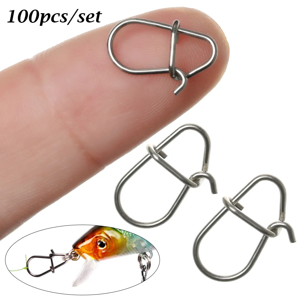 

100pcs/lot nice Snap Fishing Barrel Swivel Safety Snaps Hooks Fishhook Fishing Tackle Box Accessory tool lures