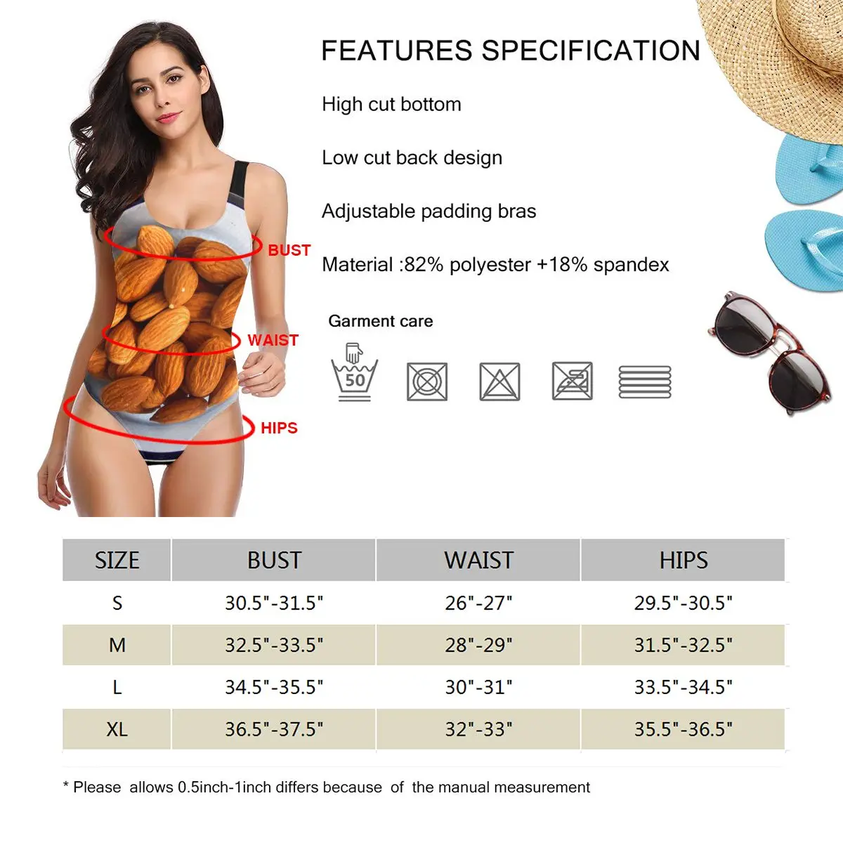 

Women one piece Swimsuit Almonds Beachwear Swimwear Monokini Bathing Suit Bikini Monokini