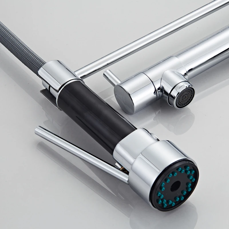 Хромированный пружинный вытяжной смеситель для кухонной раковины Смеситель