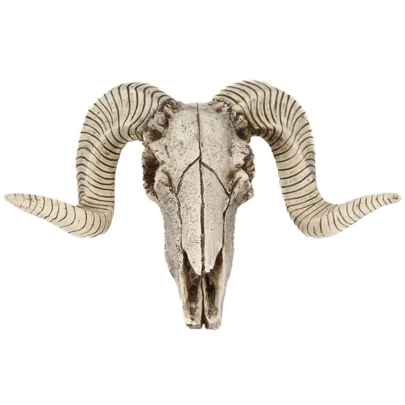 

Resin Longhorn Sheep Skull Head Wall Hanging Decoration 3D Wildlife Sculpture Shofar Skull Ornament Wall Decor Art Craf Hallowee