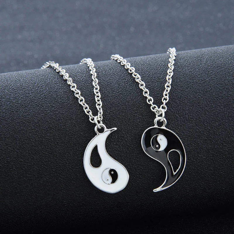 New 2 Pcs/set Fantastic Best Friends Ying Yang Necklaces Taiji Bagua Charm Pendant Jewelry For Lovers Gifts Colar Masculino | Украшения и