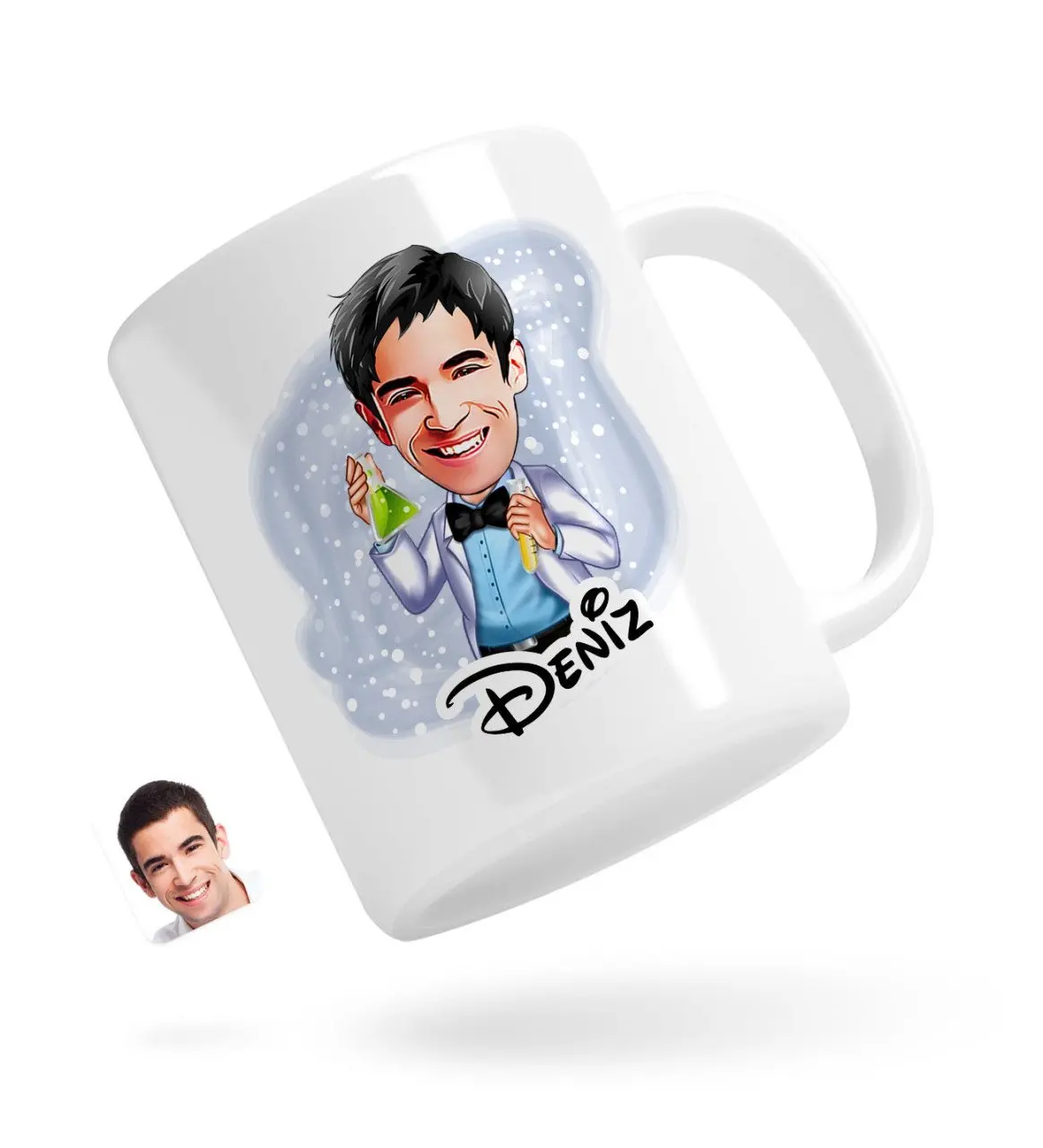 

Персонализированные Для мужчин в химике карикатура белая кружка Bardak-2