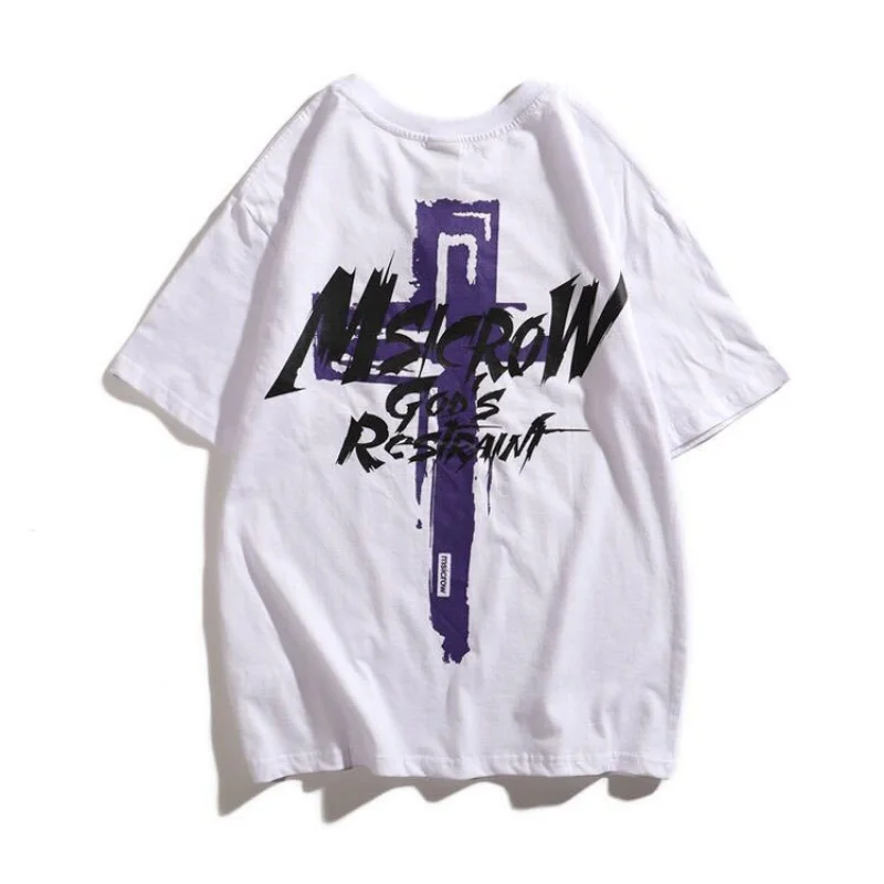 

ins super fire short-sleeved men's summer graffiti printing loose hip-hop hip-hop tide brand bf Harajuku style T-shirt