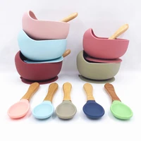 baby silicone suction bowl with childrens spoon set tableware silicone drinking bowl dishes for children sucker bowl plates set