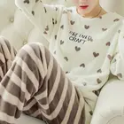Зимняя Пижама 2021, Женская Корейская Пижама, милый мультяшный фланелевый пижамный комплект, бархатная теплая Пижама с круглым вырезом, Женская домашняя одежда