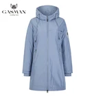 GASMAN Модная брендовая синяя теплая Осенняя Женская куртка длинная куртка с капюшоном для женщин пальто однотонная Хлопковая женская ветрозащитная пуховая парка