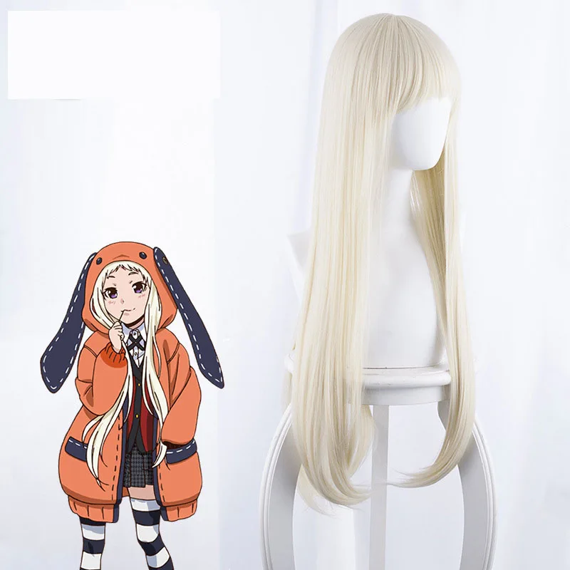 

100cm Kirari Jabami Yumeko Jabami Cosplay Wigs Black Straight Heat Resistant Synthetic Hair Perucas Cosplay Wig