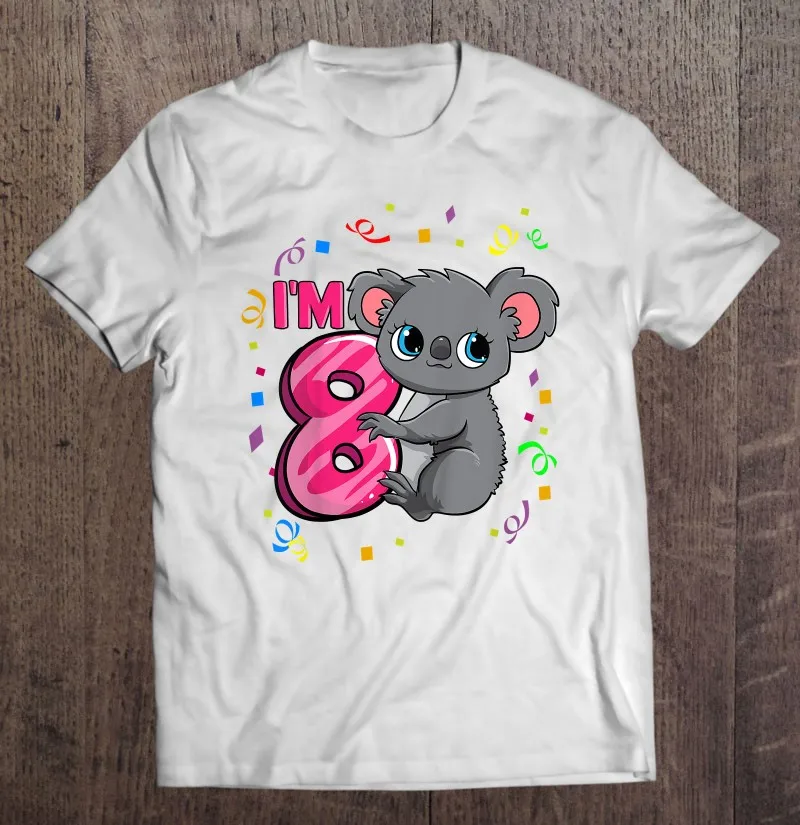 Детская рубашка на 8 й день рождения для девочек футболка Koala Bear лет аниме вещи